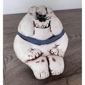 Vintage 1987 Telle M Stein Bulldog Dog Art Pottery Figurine Sculpture Signed